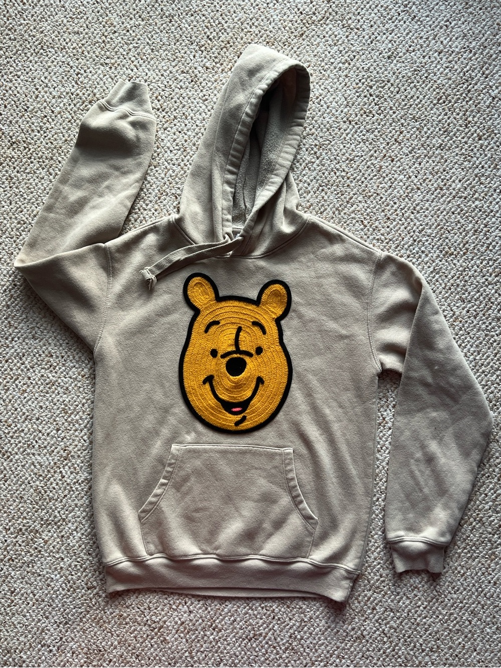 Disney Winnie the Pooh Pullover Sand Sweatshirt Hoodie XS, KNITTED FACE EUC